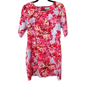 CeCe by Cynthia Steffe Women's Pink Multishade Floral Shift Dress Size Large